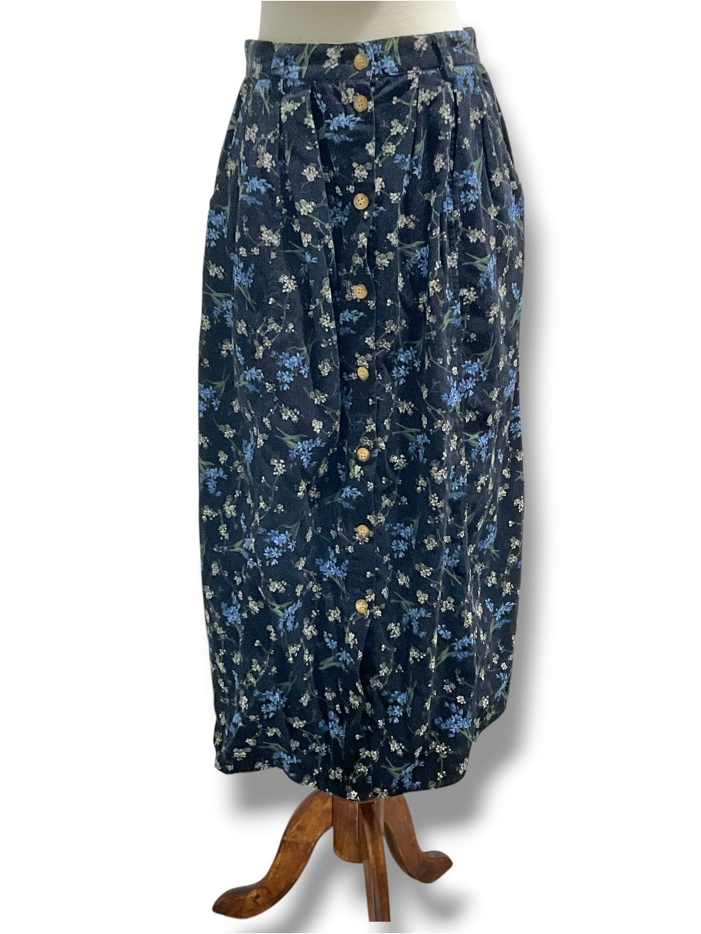 Vintage Y2K 90s Capacity Corduroy Size Medium Pencil Skirt Boho Chic Floral Midi